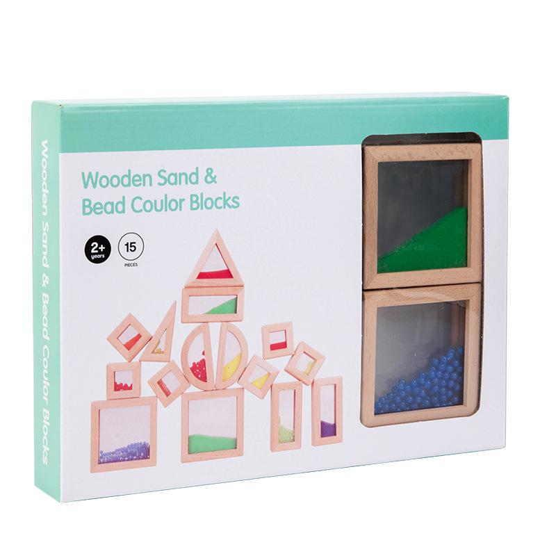 Wood Acrylic Rainbow Sensory Building Block Educational Toys Geometric Shape Hand-Eye Coordination Teaching Aids Children'S Toys