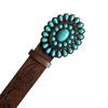 Western Belt with Retro Turquoise Buckle Retro Flower Pattern Faux Leather Women Cool Belt Outfit Accessory