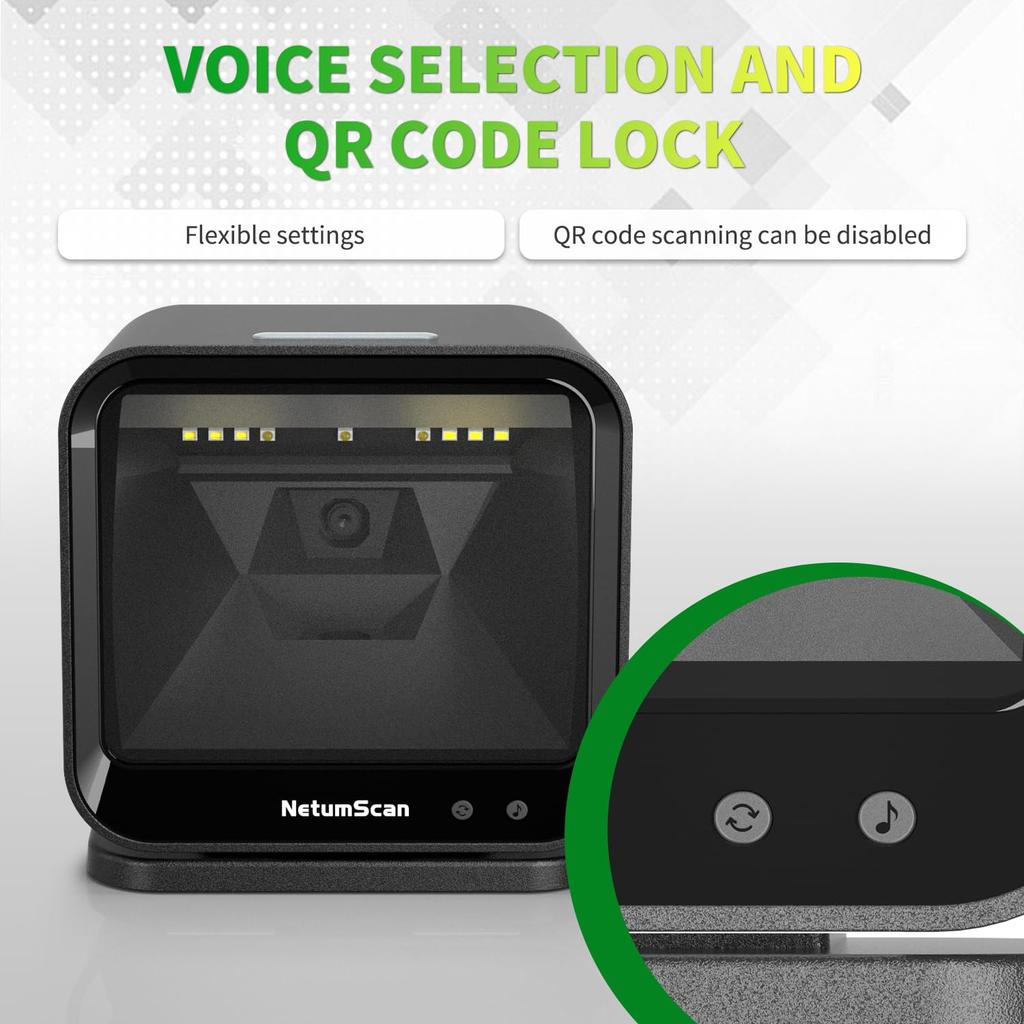 NetumScan Automatic Hands-Free Barcode Scanner, 1D/2D Reader for Screen ...