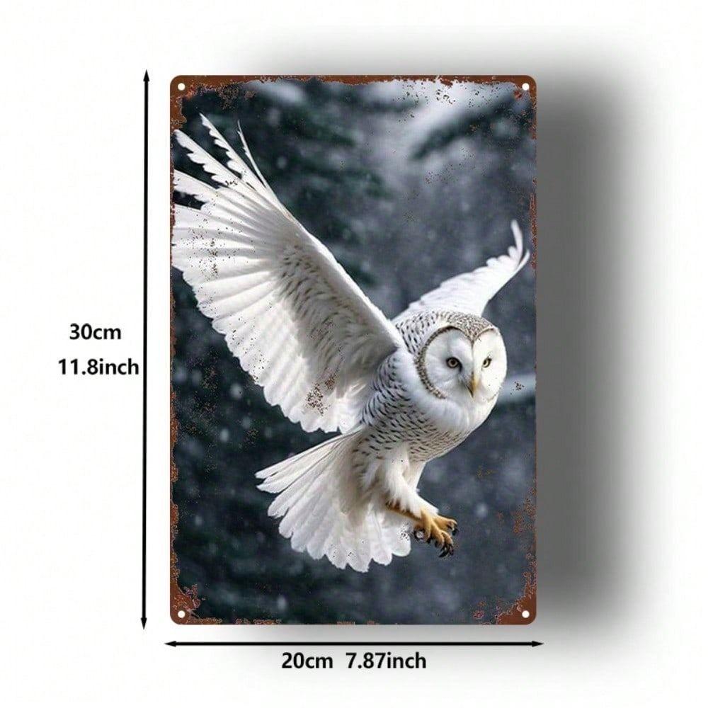 Winter Owl Forest Metal Wall Art Decor