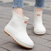 2026 New Women's High Top Rain Shoes Thick Sole Non Slip Waterproof Slip On Flat Sole Kitchen Work Shoes Ankle Garden Shoes