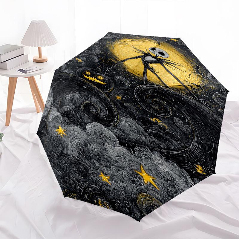 Albtraum vor Weihnachten, Jack Skellington Motiv, Automatisches Öffnen und Schließen, Helles 8-Speichen, Tragbarer Schirm, Geeignet für Männer