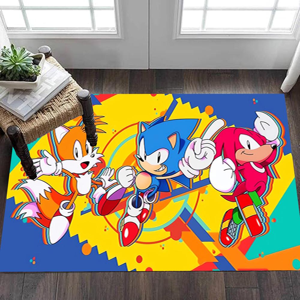 Sonic The Hedgehog Art Print Decoration,Carpet,Living Room,Bedroom, Non-slip,Square rug