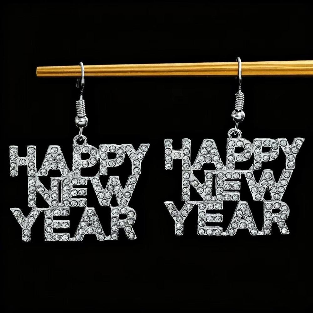 Happy New Year Letter Happy New Year Earrings Elegant Stud Earrings Letter Earrings Travel