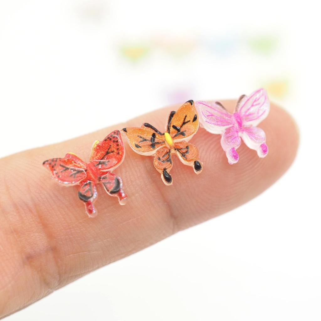 Sempiterno 100 Stück Kleine, Realistische Harzschmetterlinge zur Dekoration, Miniatur-Tiertiere - Aufbewahrung in einer Kunststoff-Aufbewahrungsbox. Perfekt für Heimwerker