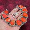 Orange Sea Sediment 925 Solid Sterling Silver Necklace with Adjustable Chain, Handmade Gemstone Jewelry Necklace For Memorial Day
