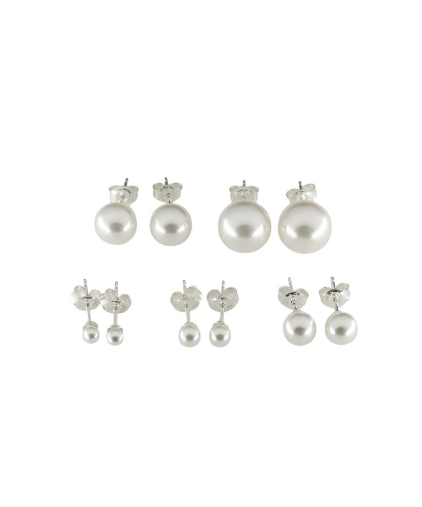 Dungeureon [925 Silver] Basic Pearl Earrings (5 Size)