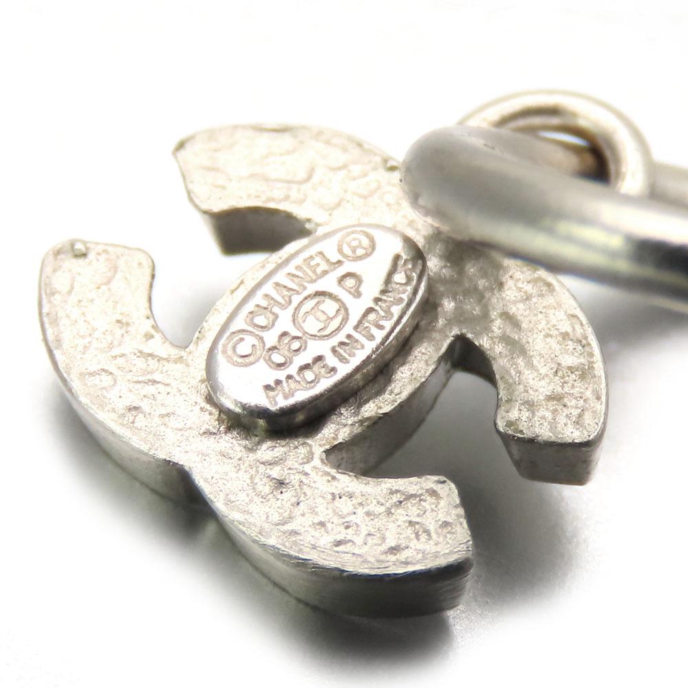 Used CHANEL Pierce COCO Mark Metal 3g White Accessory Plating