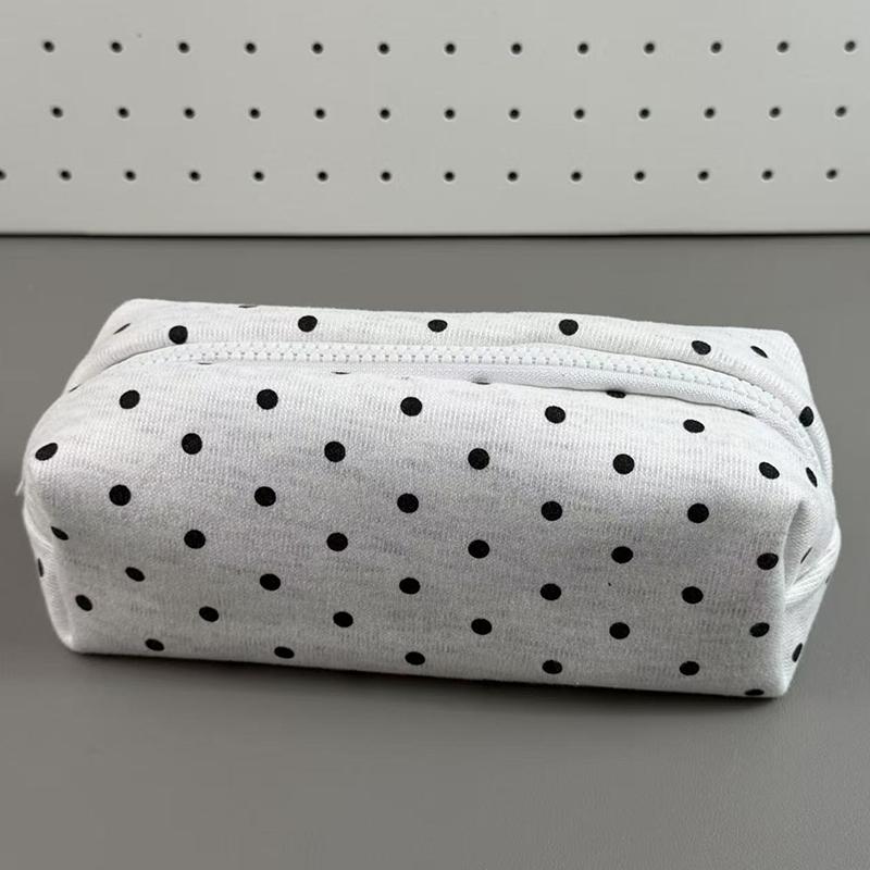 

Large-Capacity Polka Dot Pencil Case Soft Touch Pen Bag Stationery Organizer Pouch for Back to School