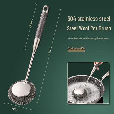 Zhishi 304 Stainless Steel Long Handle Pot Brush