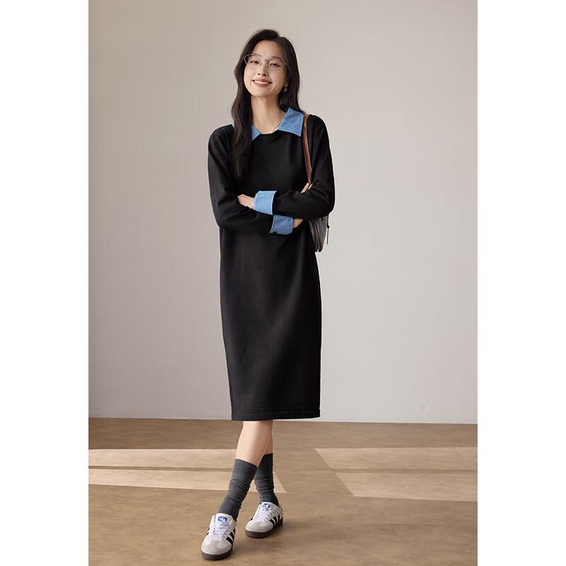 

VICTORIA&VERA Women s Contrasting Knit Fake Two-Piece Dress XL