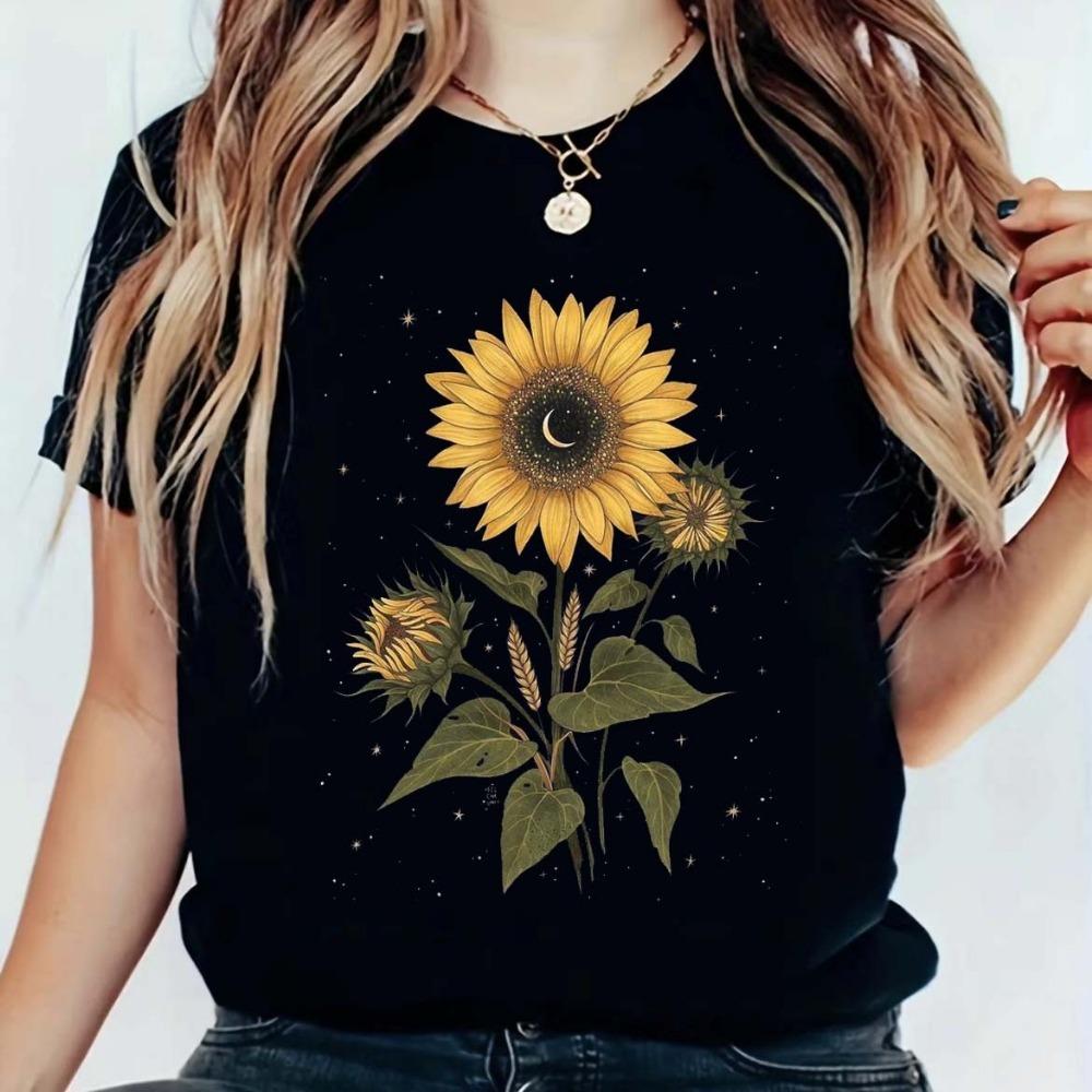 Mystical Nature Graphic T Shirt Unisex Bohemian Floral Crystal Mushroom Dragonfly Print Casual Short Sleeve Tees For Daily Wear