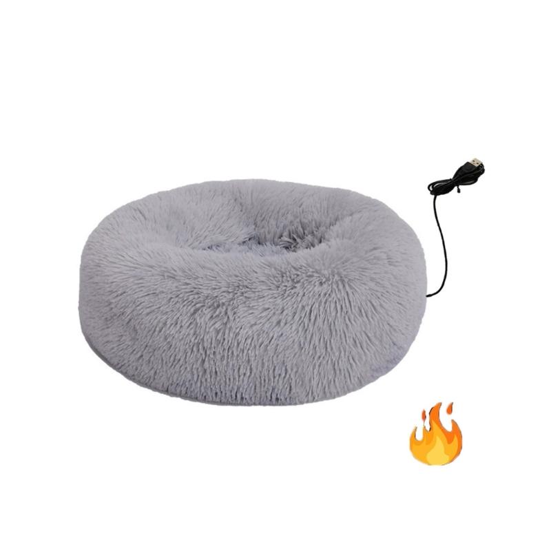 Effizientes USB-beheizbares Haustierbett mit abnehmbarem Kissen, weiche Plüschmatte für Hunde, Katzen, komfortabler Schlaf für drinnen
