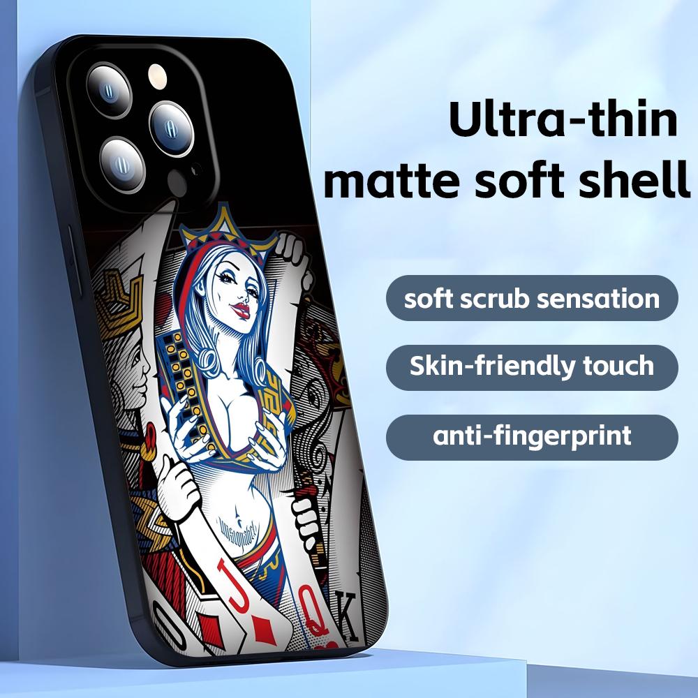 

poker Phone Case For iPhone17 16 16e 15 14 13 12 11 Plus Mini Pro Max Soft black Shockproof Cover iPhone 13 mini