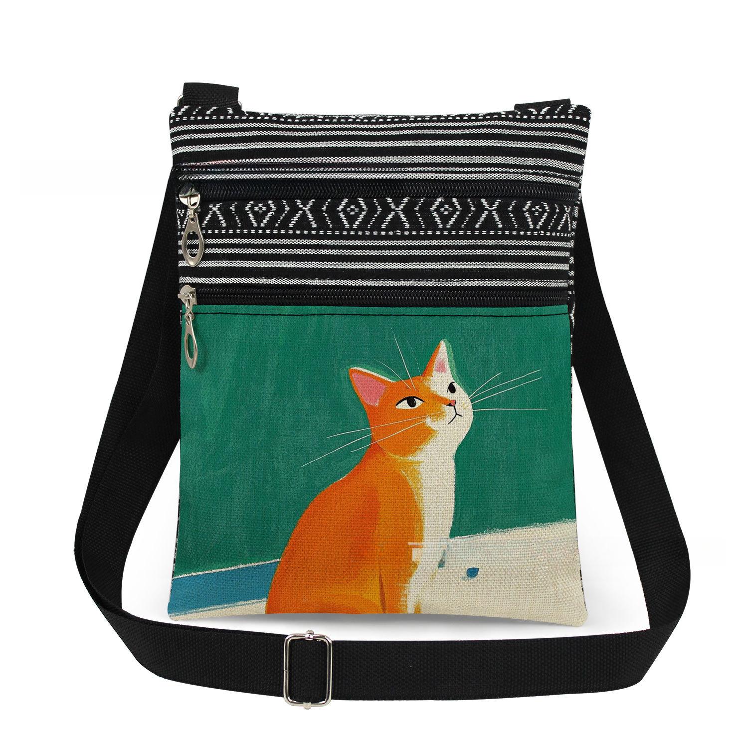 1PC Cat Print Tote Bags Women Shoulder Handbags Postman Package 6895 KTB