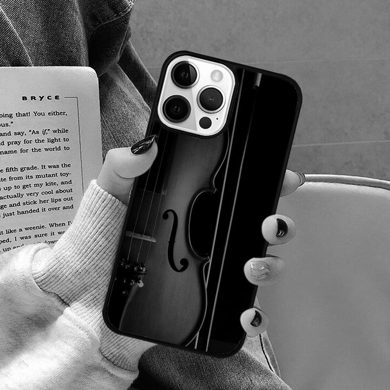 Black And White Violin Cello Phone Case for iPhone 17 Air 16 16e 15 Plus for Apple 13 11 12 14 Pro Max Cover coque
