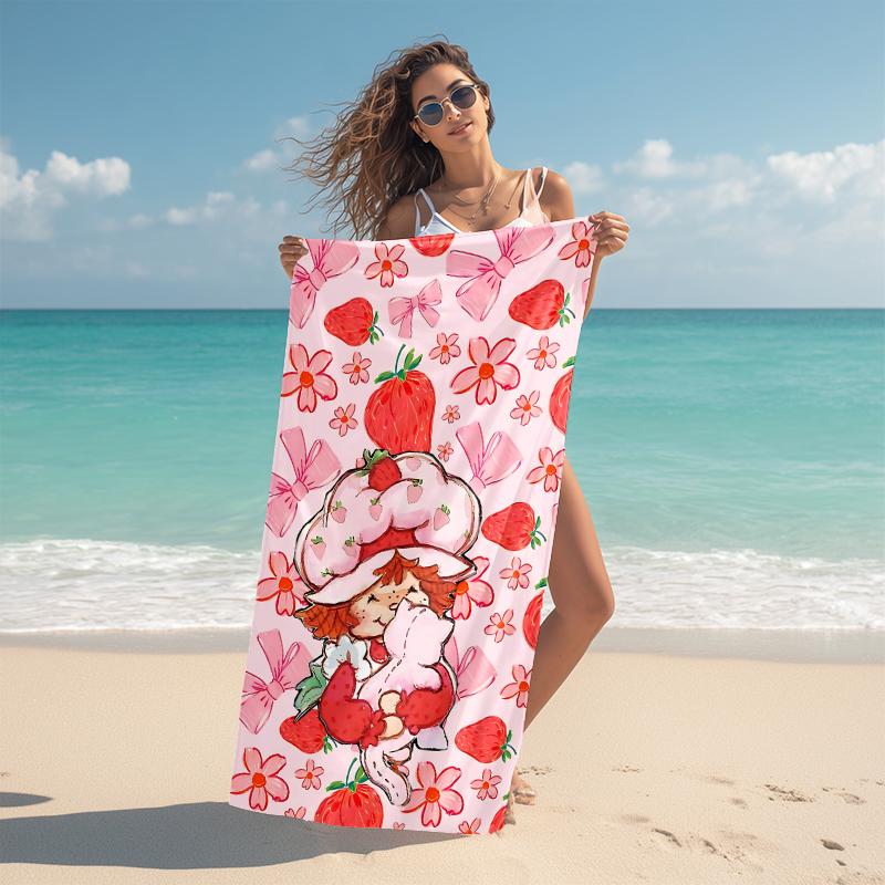 1Pc Strawberry Shortcake Fantasy Beach Towel Microfiber Beach Towel Thin Absorbent For Beach Swimming Yoga Bath Sports 0917251