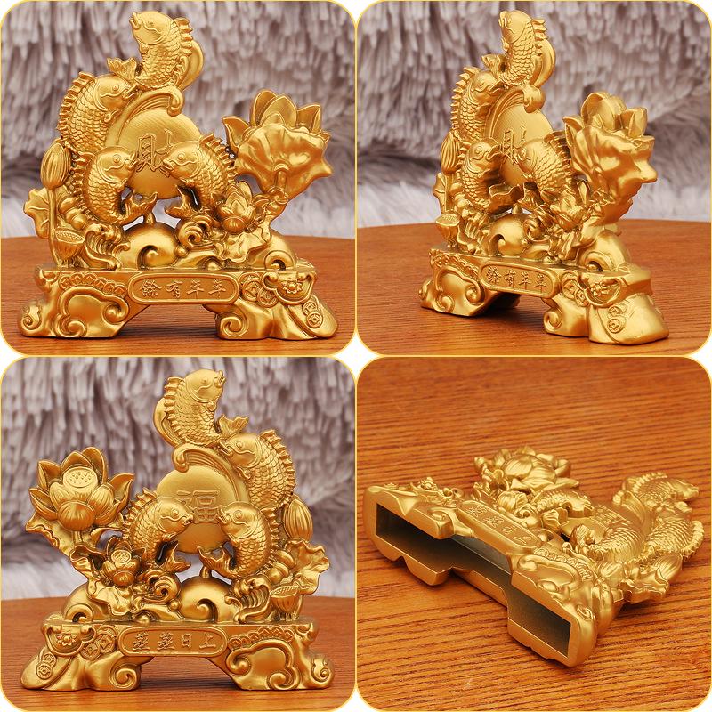Yearly Abundance Koi Fish Ornament: Goldfish Carp Steaming Up, Ideal for Living Room, Entryway Décor, Housewarming, and Good Fortune Gift