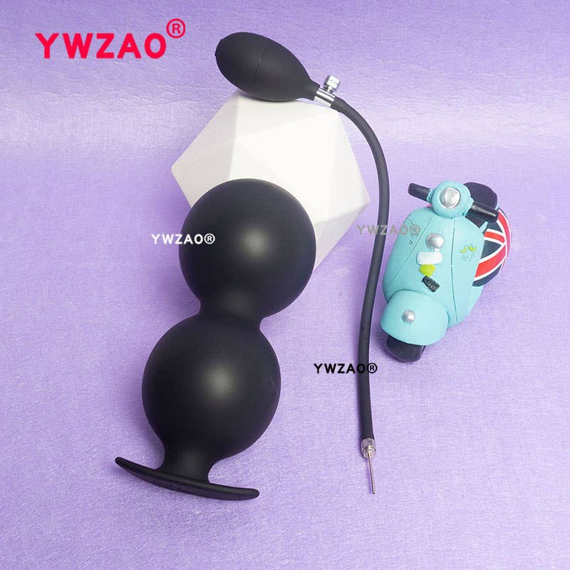 YWZAO Inflatable Anal Plug Silicone Double Ball Wearable G52
