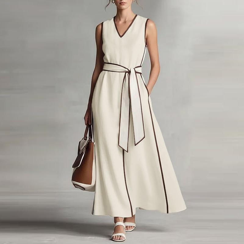 ZANZEA Women Elegant V-Neck Loose Casual Sleeveless Long Dress