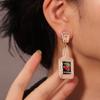 European and American new creative fashion drip alloy imitation pearl geometric wine bottle earrings personality temperament light luxury women