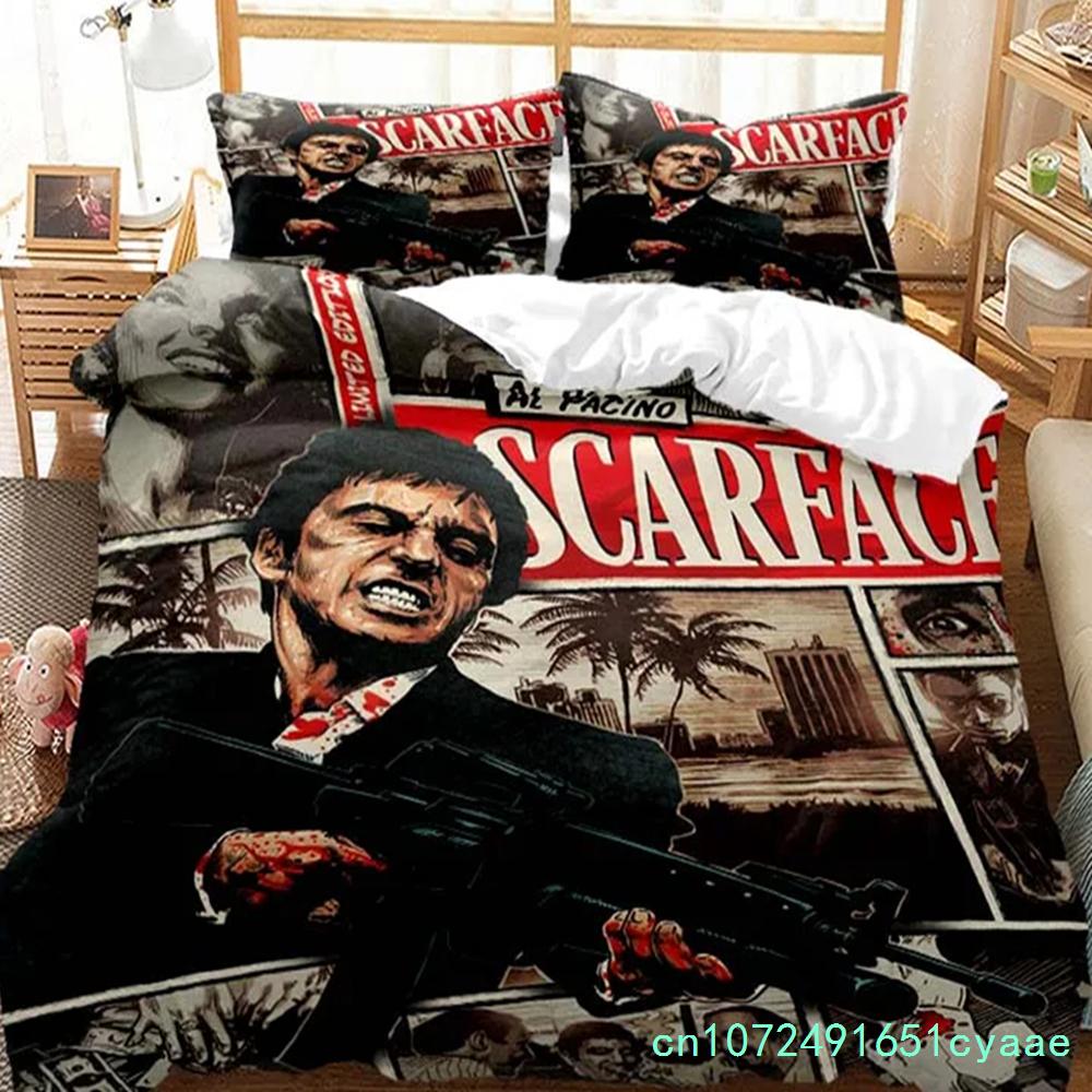 Tony Montana Scarfaces Bedding Set Boys Girls Twin Queen Size Duvet Cover Pillowcase Bed Boys Adult Home Textileextile