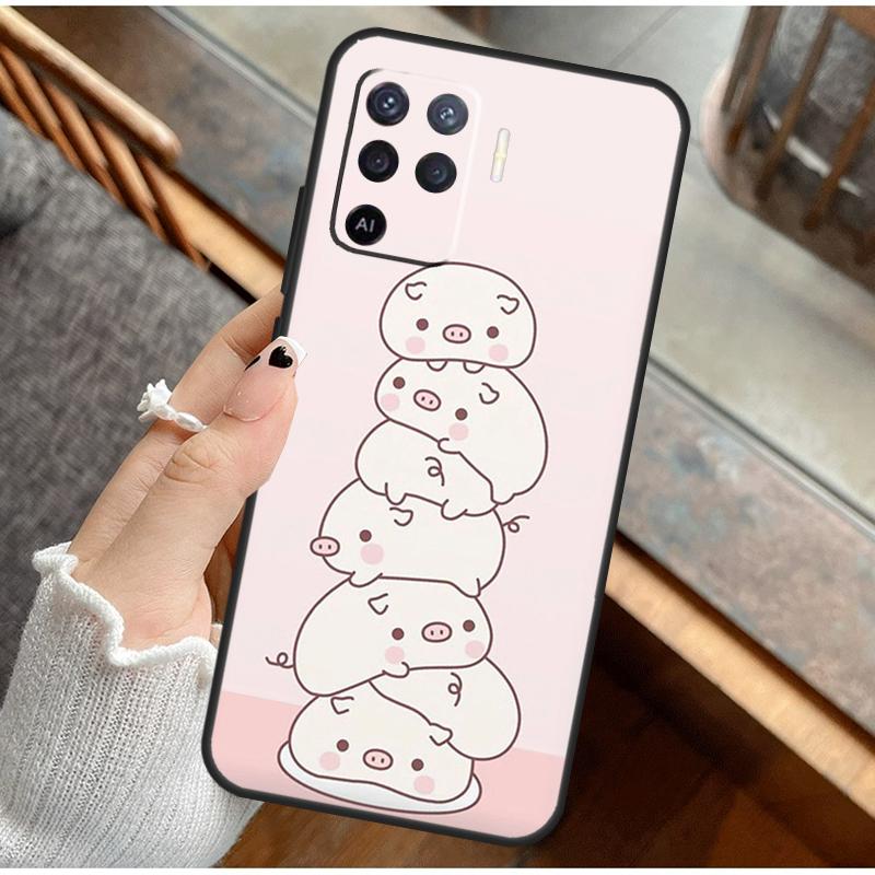 Adorable Cute Pigs Piglets Phone Case For Oppo A16 A76 A78 A96 A58 A18 A38 A98 A17 A77 A80 A40 A60 A74 A94 A54 A15 A57S