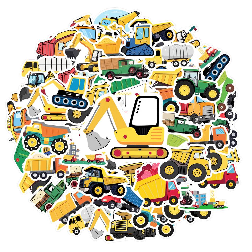 35pcs Cartoon Construction Vehicles Stickers Colorful Trucks  Stickers Graffiti Decals For  Laptop Luggage Scrapbook