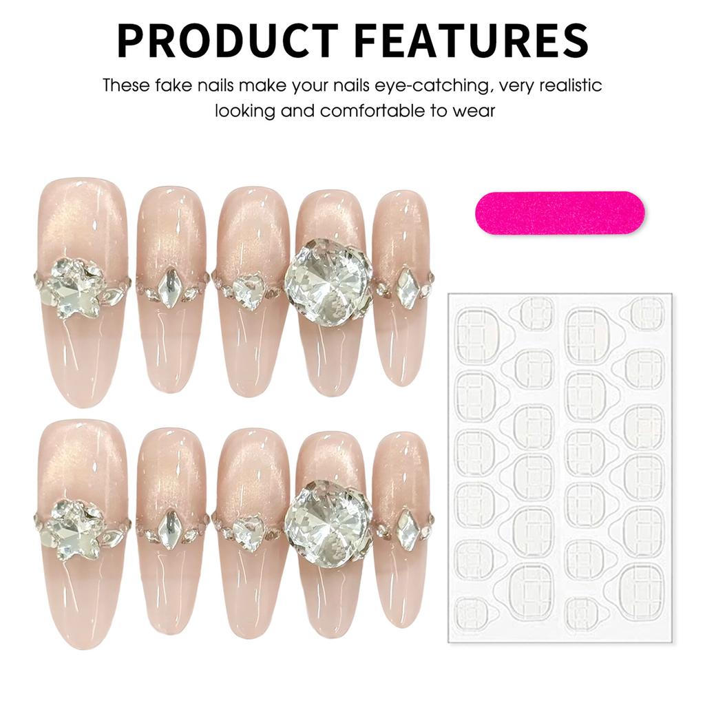 10pcs Women Artificial Nail Art Kit Luxury Cat Eye French Manicure Set for Wedding Party Women Manicure