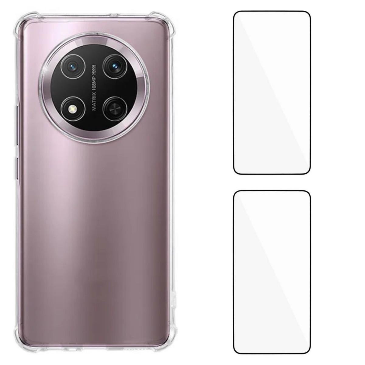 

For Honor Magic7 5G TPU Case WANLONFENG WL3 Series 1.5mm Phone Cover with 2Pcs Tempered Glass Films Transparent