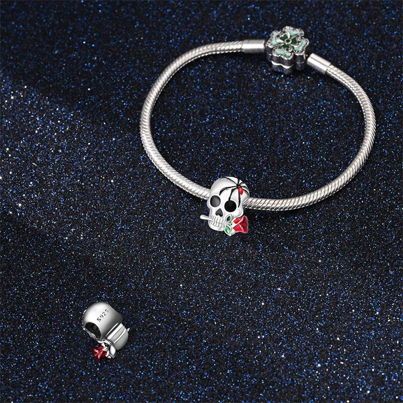 Halloween Party Copper Gothic Rose Spider Skull Beads Fit Charms Diy Bracelet For Jewelry Making Women Gift