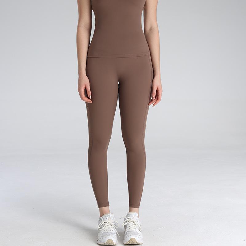 European and American high-waisted peach hip-lifting yoga pants for women without embarrassment line tight fitness trousers sports nine-point pants