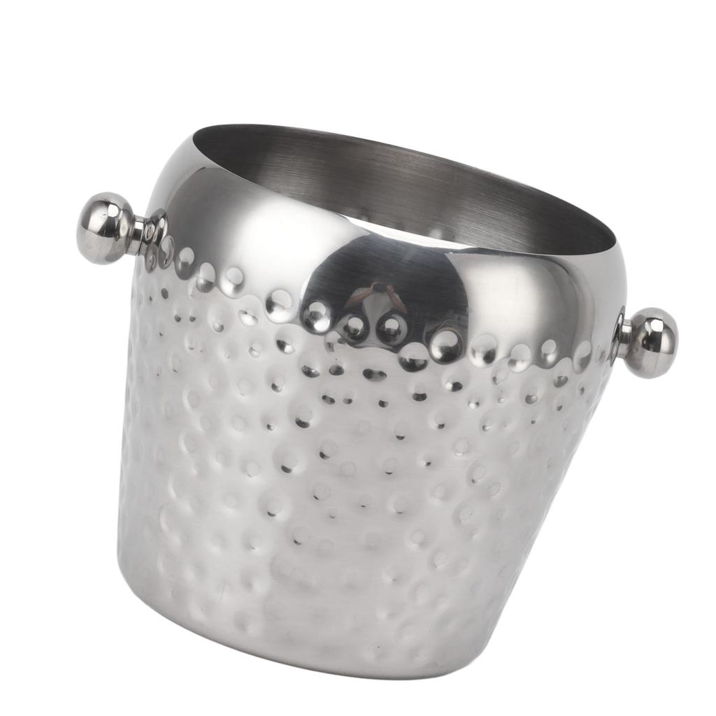 Ice Bucket Stainless Steel Mini Insulated Frozen Container for Bar Wine Champagne 1L Sliver