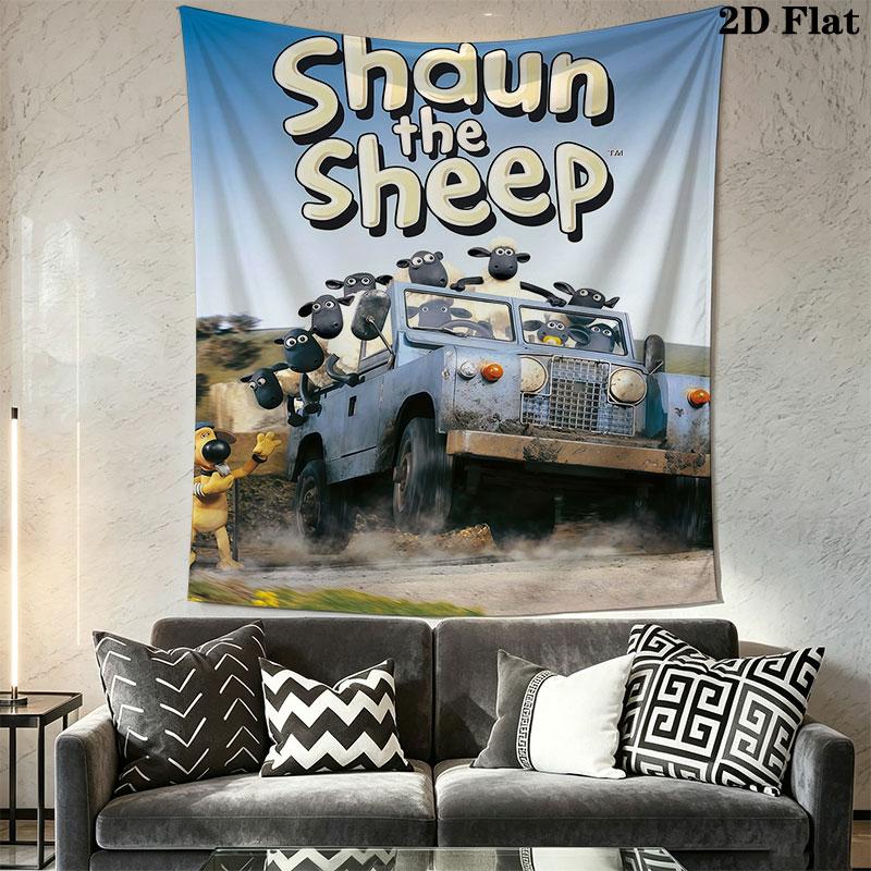 Shaun the Sheep Wall Hanging Printed Fabric Blanket Decorative Tapestries for Bedroom Living Room Home Decor