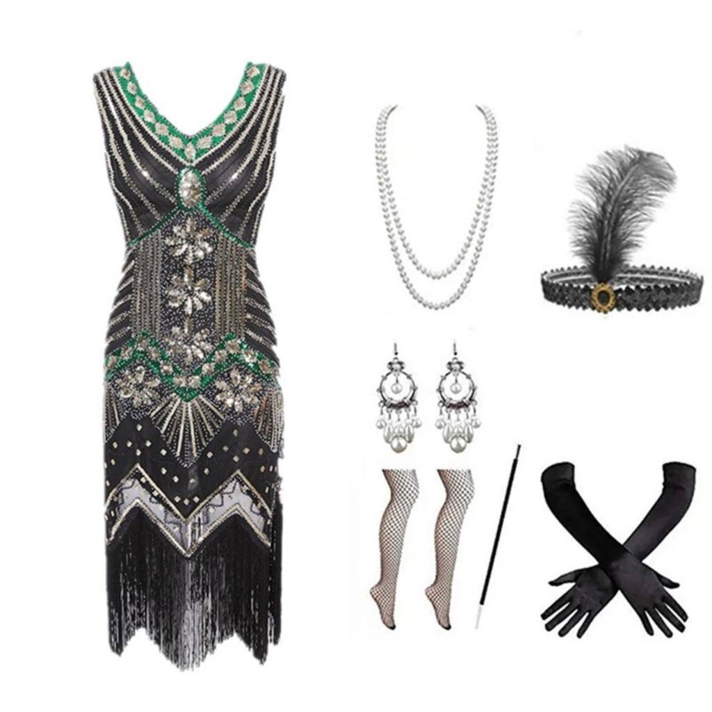Vintage-inspired - Dress With Intricate Beadwork, Sequins And Fringe Detailing European And American Styles