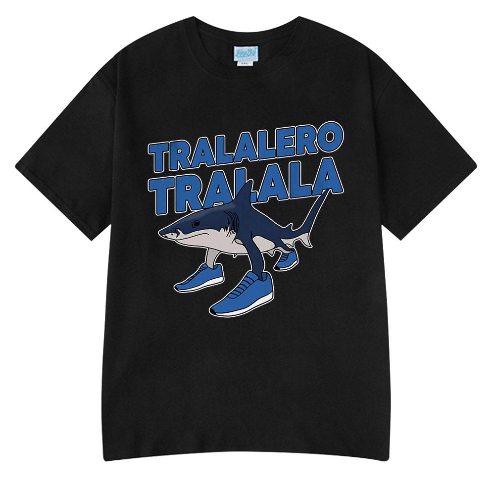 

Tralalero Tralala Смешная акула мем футболка Мужская женская одежда мода готика винтажные футболки Мужская повседневная юмористическая футболка большого размера M