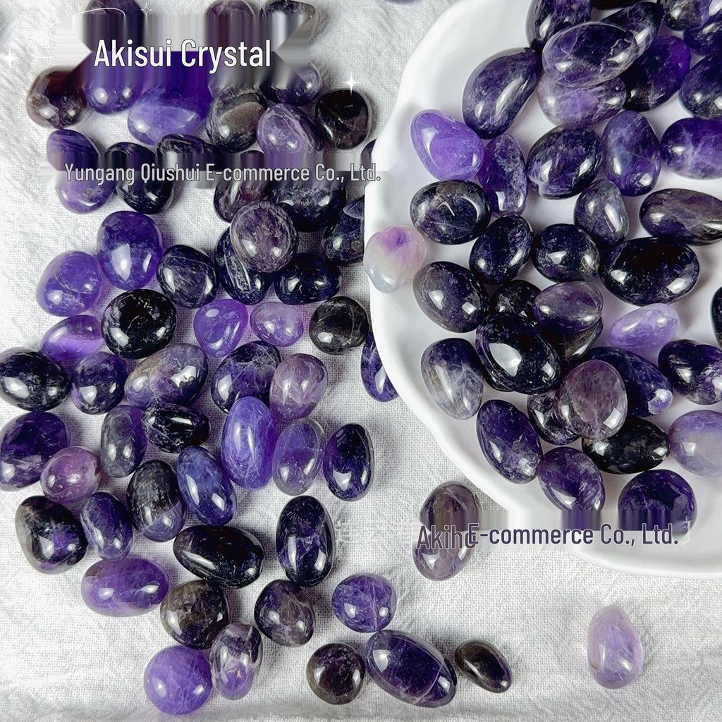 Natürlicher brasilianischer Amethyst Bruchstein für Aquarien und Blumentöpfe - Runde, glatte, tiefviolette Dekosteine