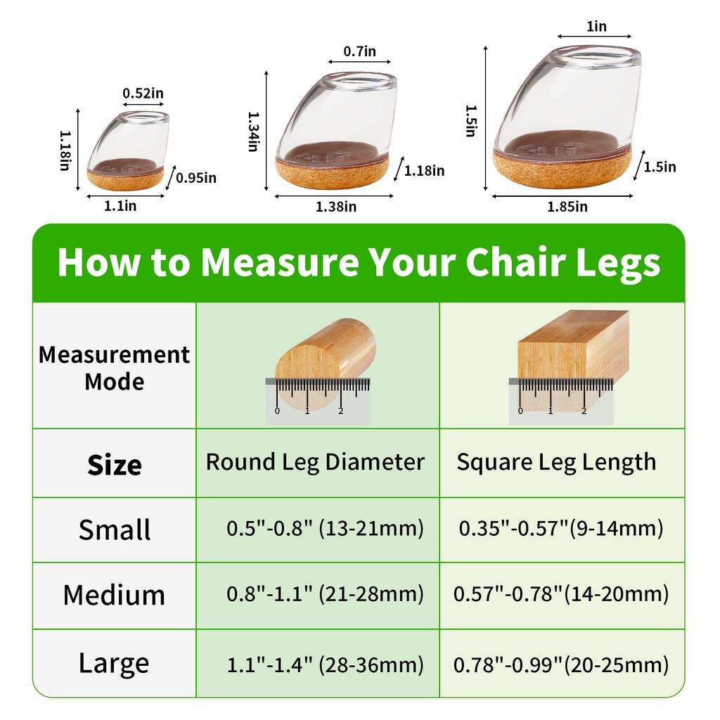 Chair Leg Protectors Foot Cover 15-25° Diagonal Thick Wrap Felt Pads Silicone Furniture Table Feet Protect Hardwood Floors Table