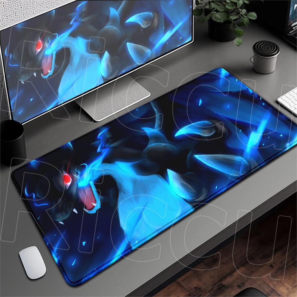 Locking Edge Washable Computer Desktop Mat XXL PC Laptop Anime Gaming Mouse Pad P-Pokemon Charizard Keyboard Carpet Rubber Base