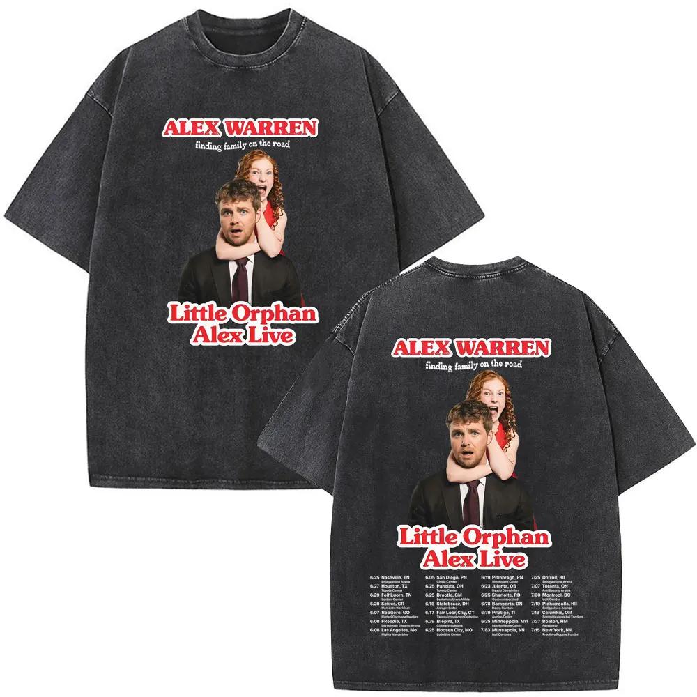Singer Alex Warren 2026 Tour Print Vintage Washed Tees Men Women Fashion Hip-hop T-shirt Cotton Loose Casual Oversized T-shirts