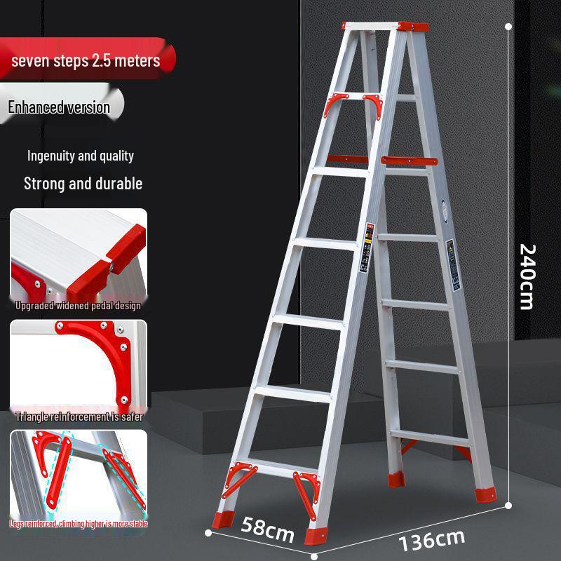 Portable Aluminum Multifunctional Herringbone Ladder - Folding, Non-slip, and Thickened Design for Household and Outdoor Use.