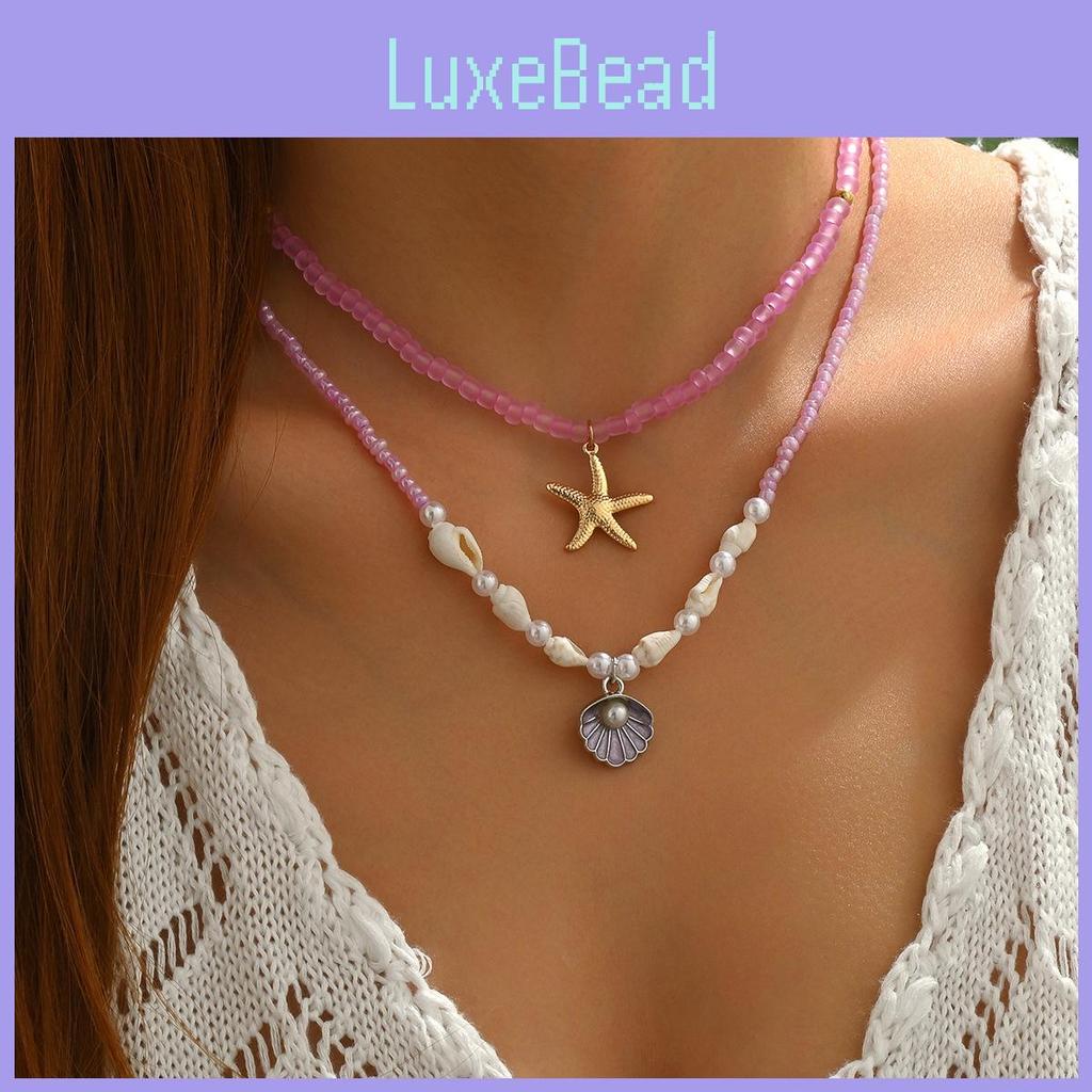 Style Shell Necklace With Layered Geometric Design For Women