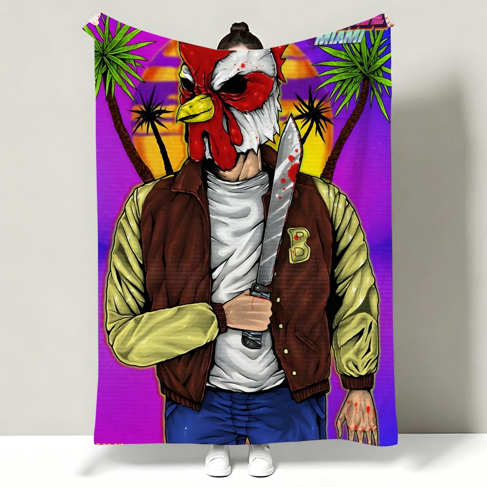 Game HHotline MMiami Throw Soft Warm Flannel Throw Blanket Multiuse for Sofa Bed Office Nap
