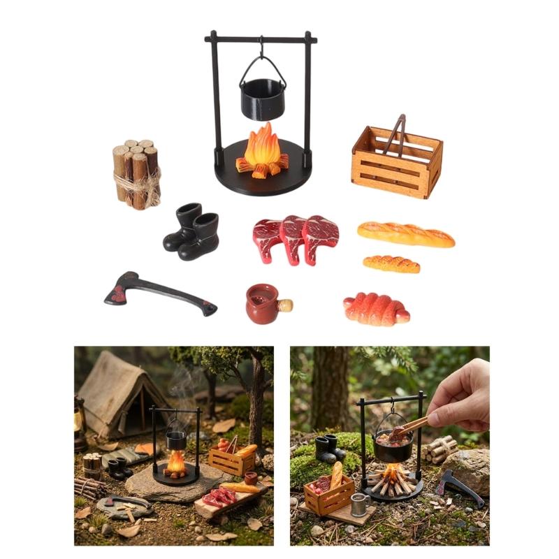 Realistic Miniature Firewood Steak For 1/12 Scale Dollhouses Camping Scenes Camping DIY Landscape Decors Accessory