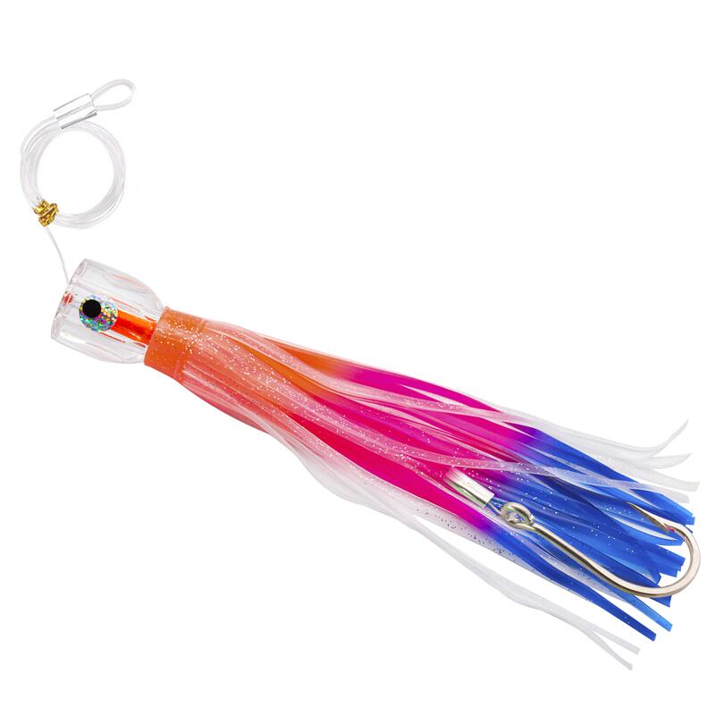 Saltwater Trolling Fluorescent Bionic Artificial Soft Bait Fishing Lure Skirt for Tuna Mahi Sea Fishing 100g