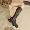 Fashion Belt Buckle Platform Ladies Knee High Shaft Shoes Spring Autumn Women's Long Boots 2025 New Comfortable and Elegant 39 Footwear