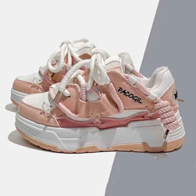 Y2K Kruis Vetersluiting Dikke Zool Gevulkaniseerde Schoenen Dames Gemengde Kleur Ademende Platform Sneakers Vrouw Herfst Chunky Studentenschoen