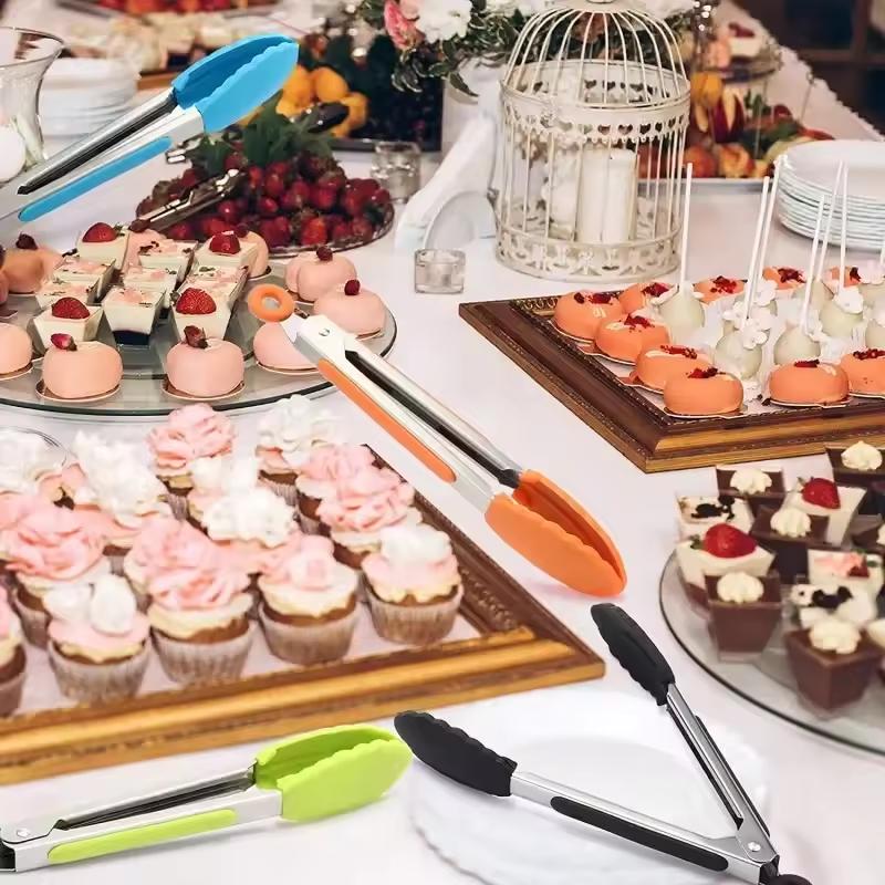 7 Inch Stainless Steel Food Tongs BBQ Salad Bread Cooking Clip Clamp Serving Utensils Tongs Tools Grill Kitchen Accessories 2025