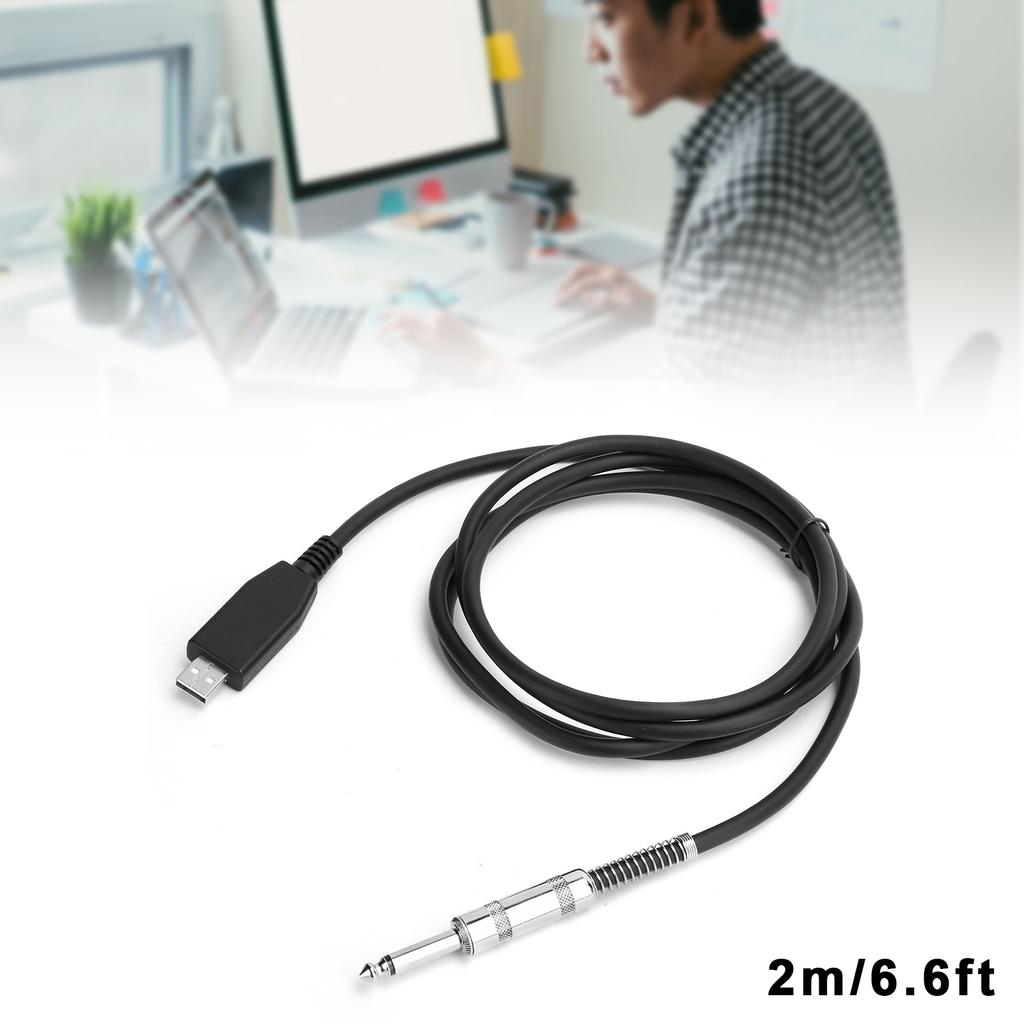 USB-Gitarrenkabel USB-Stecker auf 6,35-mm-Mono-Stecker Kabel Gitarre Bass zu PC Aufnahme-Kabel
