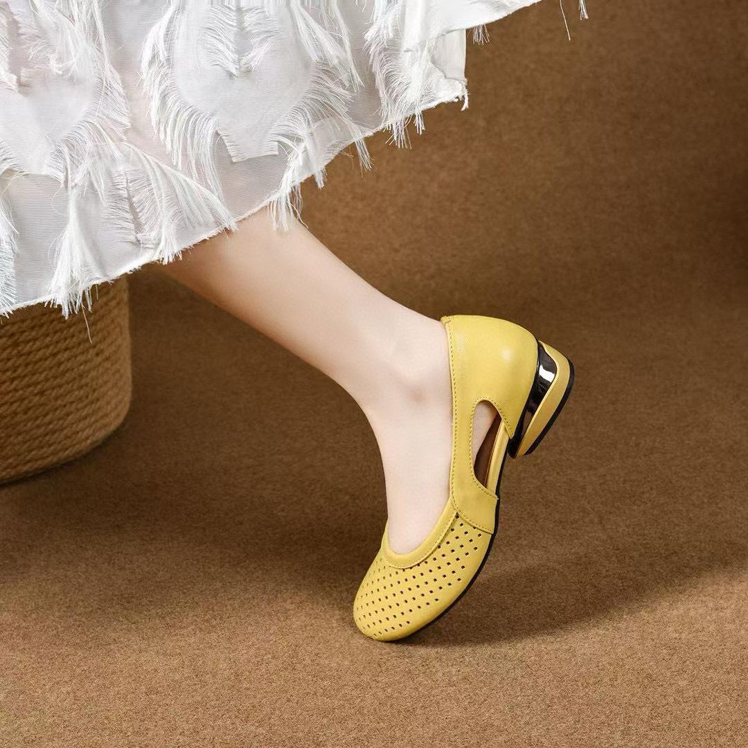 

Женские туфли-лодочки с мелким вырезом, весенне-летние, с перфорацией в виде мангового носка, удобные туфли-слипоны. 41